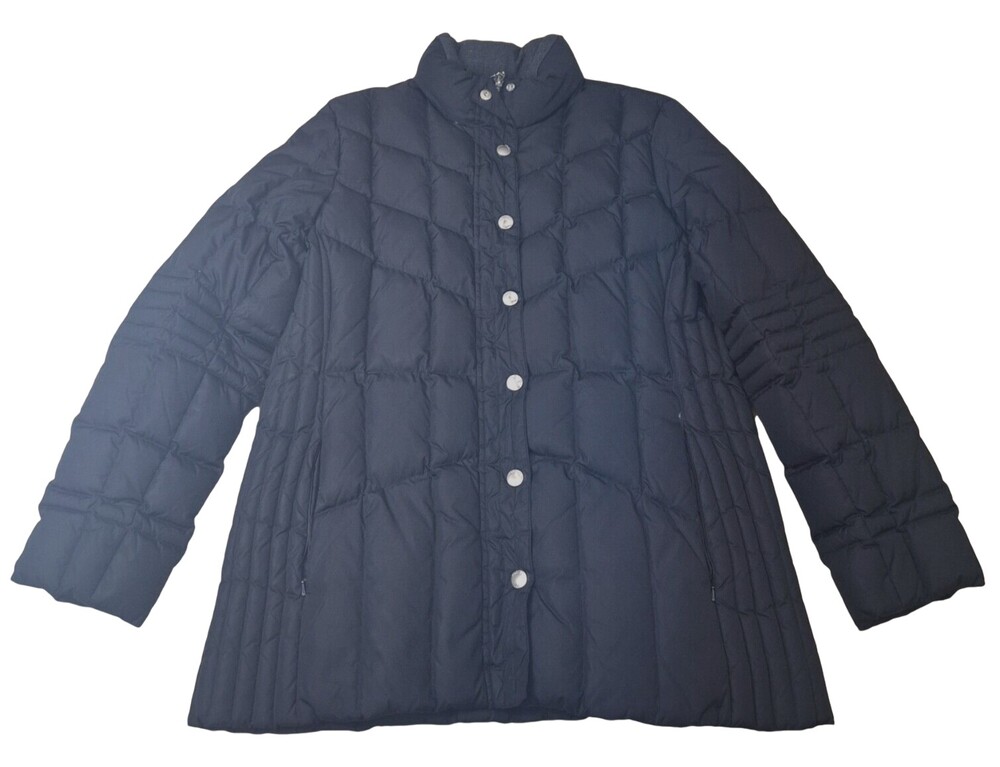 Brooks Brothers 346 Coat Womens 14 Black Quilted Full Zip Down Puffer Jacket